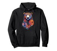 Floral Bear Head Wild Animal Mandala Forest Pullover Hoodie