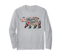 Floral Bear Silhouette Strong Parent Design Long Sleeve T-Shirt