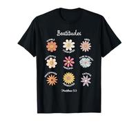 Floral Beatitudes Matthew 5-3 Bible Verse Jesus Christian T-Shirt