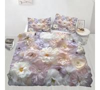 Floral Bedding Single Beautiful Flowers Duvet Cover Luxury White Floral Comforter Cover for Bedroom Boys Girls Bed Decor (No Comforter)