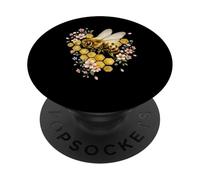 Floral Bee Honeycomb Watercolor Honeybee Beekeeping PopSockets Adhesive PopGrip