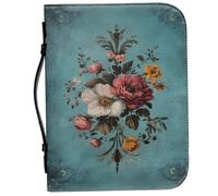 Floral Bible Case for Teen Girls Leather Bible Cover Women Tradition Flower Print Leather Case with Handle with Handle Classic Style Covers, L