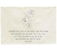 Floral Bible Verse Poster-Banner Wall Decor Flag Sign for Baby Gift Shower Baby Newborn Boy Girl Kid Nursery Bedroom Playroom Front Door-Consider The Lilies of The Field-Christmas Gift-28.5"L×20"W