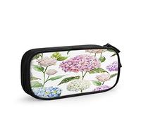 Floral Big Capacity Pencil Case Hydrangea Flower Leaf Garden Flora in Spring Pen Box Large Storage Bag Pouch School Stationary for Women Men Purple Blue Green White