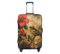 Floral Bird Art Luggage Cover Elastic Washable Stretchy Scratch Resistant Travel Cover White/Opulent Garden Small, White/Opulent Garden, S