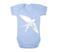Floral Bird Silhouette Watercolour Cut Out Baby Grow Vest, 0-3 Months, Pastel Blue