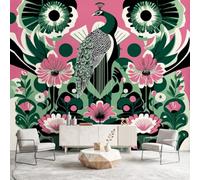 Floral Bird Wallpaper for Bedroom, Peacock Wall Mural for Living Room, Non-Woven Wallpaper Decorative Wall Art 300 x 210 cm(W x H)