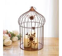 Floral Birdcage Candle Lantern, Antique Copper, Large Decorative Home Decor Piece, Rose Gold Finish