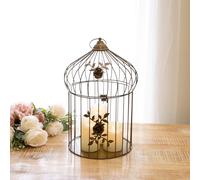 Floral Birdcage Lantern Candle Holder, Antique Brass Metal, Large Decorative Vintage Style Home Decor Accent