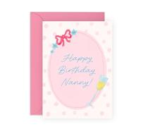 Floral Birthday Card for Grandma - Nanny Prosseco - Gifts for Her, Grandparent, Nan, Women from Grandson or Grandaughter - Wine and Drinks -Comes with Fun Stickers