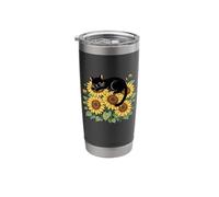 Floral Black Cat Sleeping On Sunflowers Flower Stainless Steel Insulated Tumbler