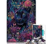 Floral Black Panther 1000 Piece Jigsaw Puzzles for Teenagers,for Educational Game Challenge Toy Unique Home Decor And Gifts (38x26cm)