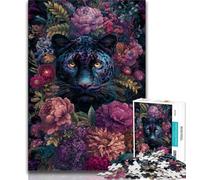 Floral Black Panther Puzzles for Teenagers Teens 1000pc Puzzle,Challenging Family Activity Games DIY Toy for Home Wall Decor Gifts (38x26cm)