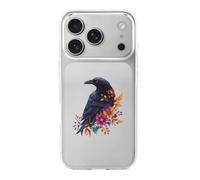 Floral Black Raven Crowes Cute Phone Case Compatible for iPhone 17/Air/Pro/Pro Max Slim Fit Shockproof TPU Phone Cover