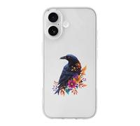 Floral Black Raven Crowes Cute Phone Case Compatible for iPhone 17/Air/Pro/Pro Max Slim Fit Shockproof TPU Phone Cover