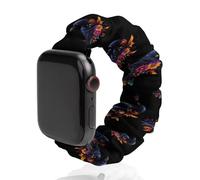 Floral Black Raven Crowes Scrunchie Watch Bands Soft Elastic Replacement Wristband Compatible with Apple Watch 42mm/44mm