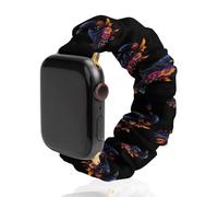 Floral Black Raven Crowes Scrunchie Watch Bands Soft Elastic Replacement Wristband Compatible with Apple Watch 38mm/40mm