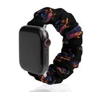 Floral Black Raven Crowes Scrunchie Watch Bands Soft Elastic Replacement Wristband Compatible with Apple Watch 38mm/40mm
