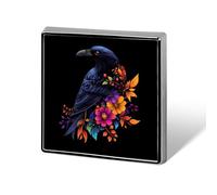 Floral Black Raven Crowes Square Badge Cute Heart Brooch Pins Button Badges for Backpack Jackets Hats Decor