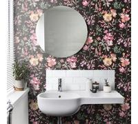 As Creation Cosmoliving Painted Flower Floral Paradise Black Wallpaper 790612