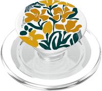 Floral Block Print Art Modern Boho Yellow Flowers PopSockets PopGrip for MagSafe
