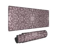 Floral Blossom Large Mouse Pad, Dusty Rose Vintage Flower Design Stitched Edge Mousepad, Rubber Non-Slip Washable Gaming Mouse Pad for Home and Office Computer, Laptop 12x32 Inch