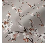 Floral Blossom Tree Branches Trail Textured Vinyl Wallpaper A.S. Creation Grey One Size