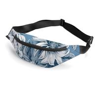 Floral Blue And White Fanny Packs with Zipper, Personalized Waist Bags with Multiple Pockets, Adjustable Sling Bag for Travel, Waterproof Belt Bag, Crossbody Bags for Unisex