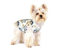 Floral Blue Mustard,Cotton Sleeveless Pet T-Shirt Soft Stretchy Puppy Breathable Vest,S