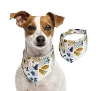 Floral Blue Mustard,Dog Bandanas Cotton Pet Scarf Adjustable Bibs for Pet,S