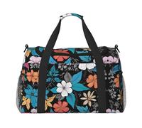 Floral Blue Print Womens Sports Bags Travel Bag -Duffel Bags for Men,Small Medium Weekender Overnight Bags for Women,Sport Gym Bag