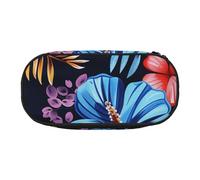 Floral Blue Printed Oxford Fabric Pencil Case with Spacious Design for School, Office, Travel - Multi-Use Stationery & Makeup Pouch