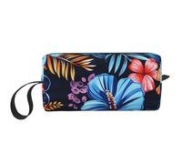 Floral Blue Printed Travel Makeup Bag Portable Cosmetic Bag Makeup Case Toiletry Handbag Organiser for Women