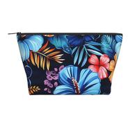 Floral Blue Printed Travel Makeup Bag Trapeze Cosmetic Bag Makeup Case Toiletry Bag Organiser for Women