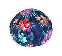 Floral Blue Shower Cap For Women, Reusable Shower Cap, Waterproof Bath Cap For Women Long Hair