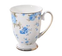 Floral Bone China Mug, 300ml European Fine Bone China Mugs with Handle, Coffee Cups Ceramic, Cappuccino Cup, Dishwasher Microwave Safe, for Thanksgiving, Christmas, Birthdays, Anniversaries, Etc
