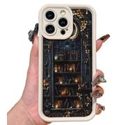 Floral Bookshelf Pattern Phone Case, TPU Soft Shell, for Book Lovers Gifts, for iPhone 16/15/14/13/12/Plus/Pro/Pro Max (12pro,white magic bookshelf)