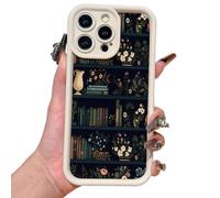 Floral Bookshelf Pattern Phone Case, TPU Soft Shell, for Book Lovers Gifts, for iPhone 16/15/14/13/12/Plus/Pro/Pro Max (14promax,white flor bookshelf)