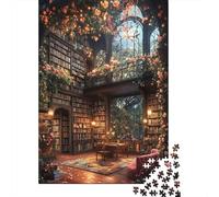 Floral Bookstore Haven Sturdy Cardboard 1000 Piece Puzzle Bundle, Ideal Christmas 52x38cm/1000pcs