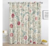 Floral Botanical Curtains, William Morris Eyelet Curtain 54 Inch Long, Vintage Flower Blackout Curtains for Bedroom Living Room, Thermal Insulated Drapes 2 Panels oX918