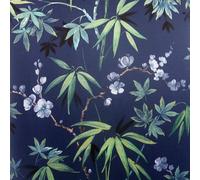 Floral Botanical Wallpaper Garden Jasmine Elegant Nature Wall Covering Navy