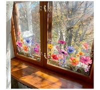 Floral Bouquet Window Stickers, Colorful Floral Bouquet Window Sticker, Flower Window Clings, Floral Pattern Window Sticker Removable Static Cling, Reusable Sided for Home Office Decor (A1)