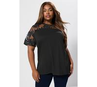 Yours Curve Floral Burnout Boxy T-Shirt - Women's - Plus Size Curve Black