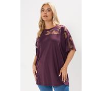 Floral Boxy T-Shirt Yours Purple 26-28