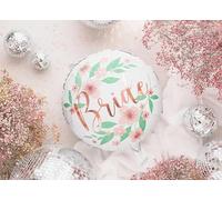 Floral Bride Foil Balloon, 45 cm, White with Rose Gold Text
