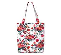 Floral Bright Chic Red Navy Bouquets,Reusable Grocery Bags Shopping Tote Bags Large Capacity Canvas Shoulder bag