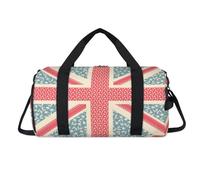 Floral British Flag Sport Duffel Bag with Shoes Compartment Vintage Flag Overnight Weekender Bags Travel Gym Luggage Organizer for Women Men Kids Girls Boys