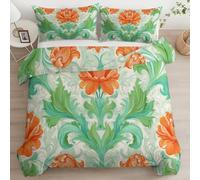 Floral Brocade Duvet Cover Set William Morris Bedding Set, Cot-bed Size Comfortable Duvet Cover Set Green Breathable Quilt Covers 120 x 150 cm Bedding Set And 1 Pillow Case With Zipper