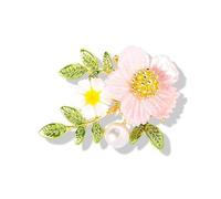 Floral Brooch With Crystal Pearls Embellishment Sparkling Crystal Flower Shaped Pin Trendy Women Accessories Jewelry Vintage Inspired Accessory