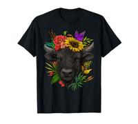 Floral Buffalo Head Spring Nature Aesthetic Animal Flowers T-Shirt